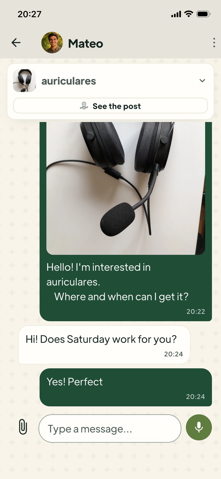 Givore app in-app chat conversation