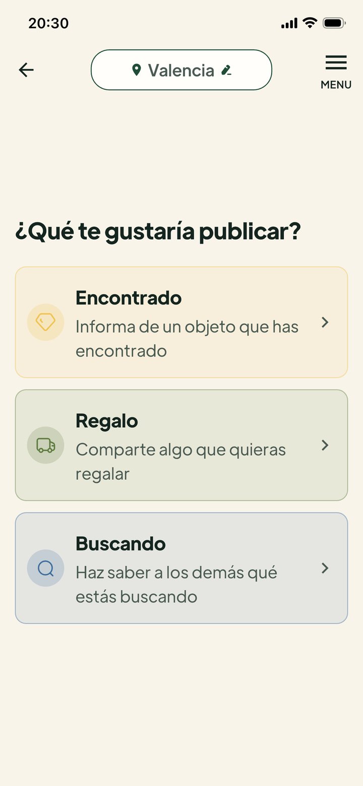 Formulario de publicación de la app Givore
