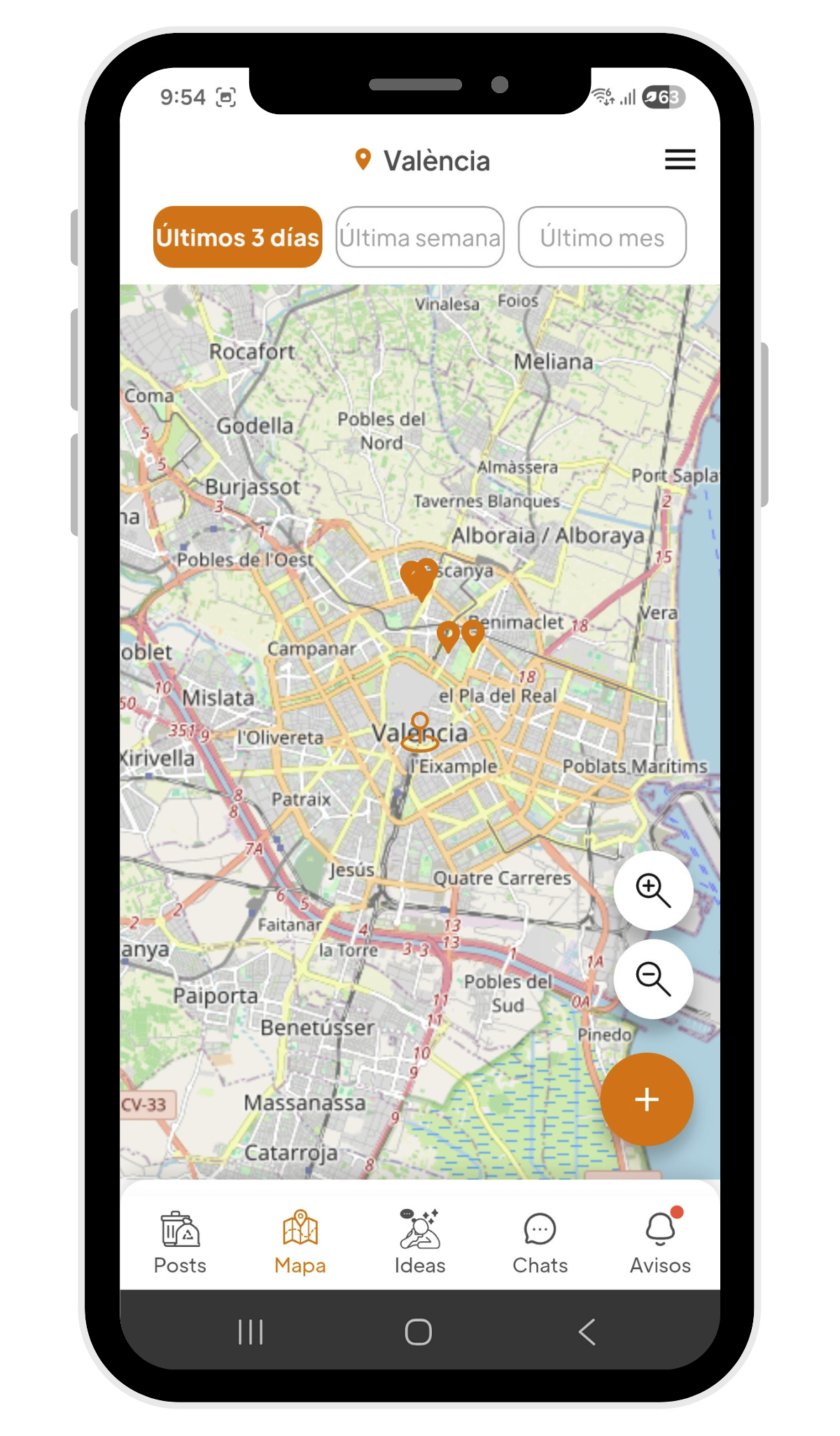 Givore app map showing free items near you