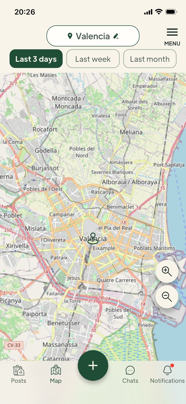 Givore app map showing free items near you