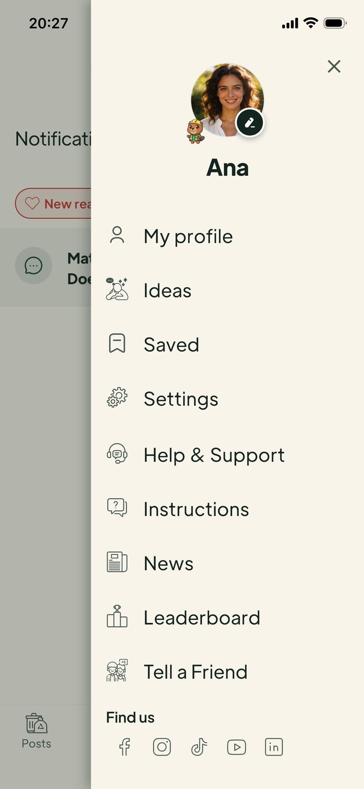 Givore app main menu