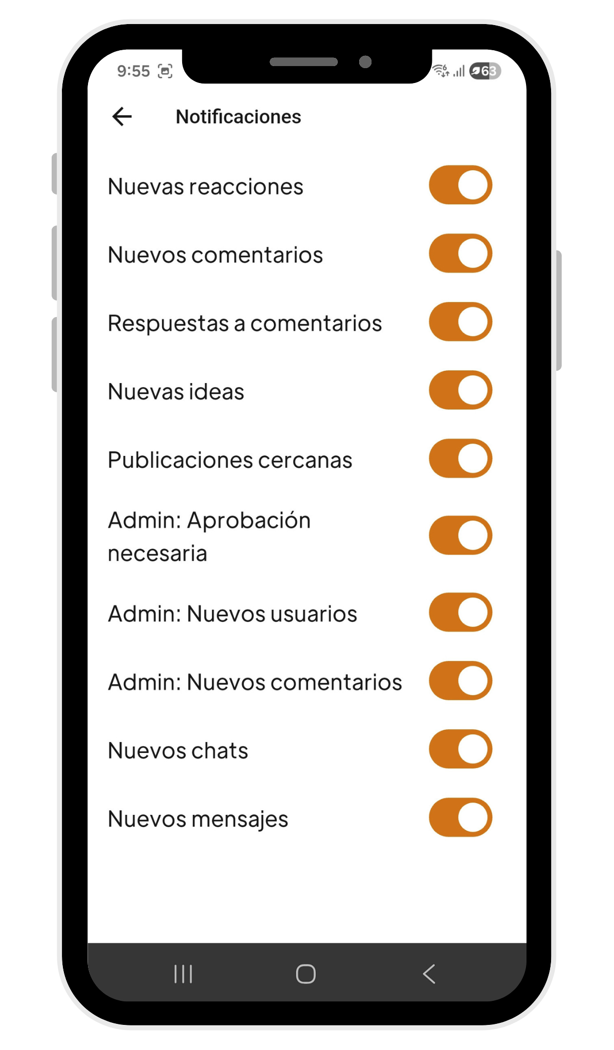 Givore app notification control settings