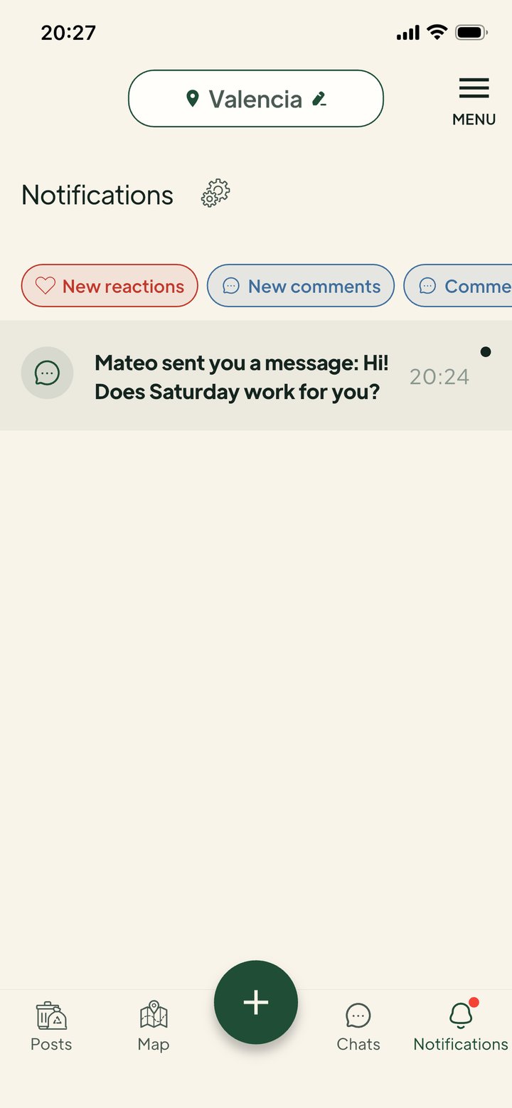 Givore app notifications screen