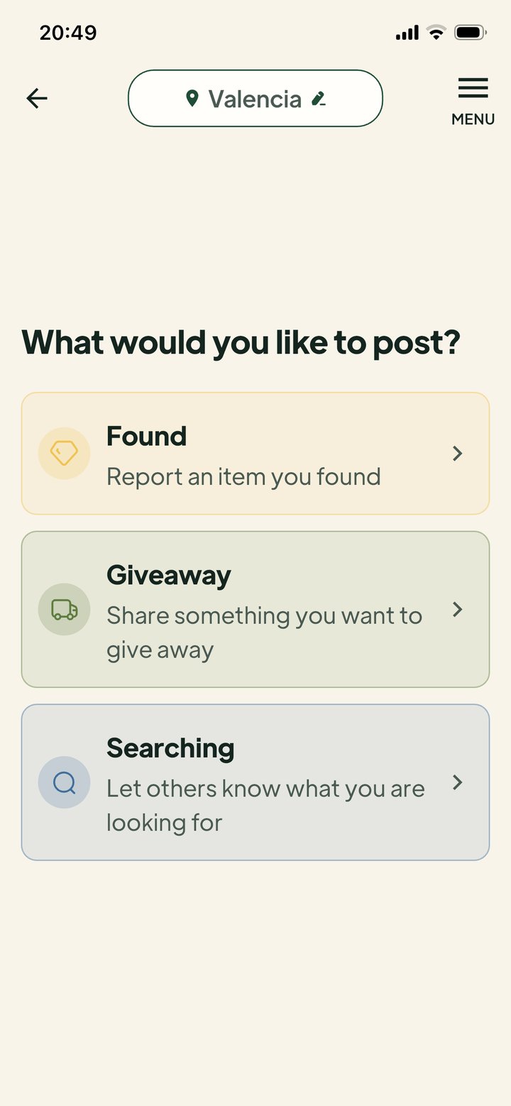 Givore app post creation form