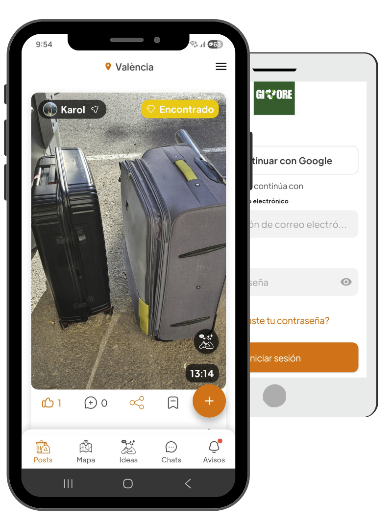 Givore social recycling app screenshots showing sharing and finding free items