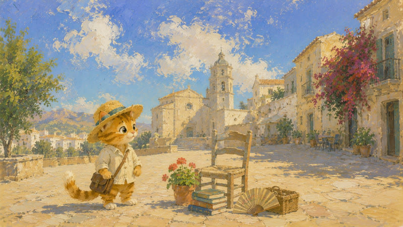 Impressionist painting of useful items found on a city street